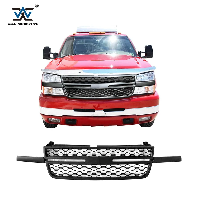 Good Quality Wholesale Pickup Parts ABS Grille Replacement Paint Black Front Grill For Silverado 1500 2005-2006