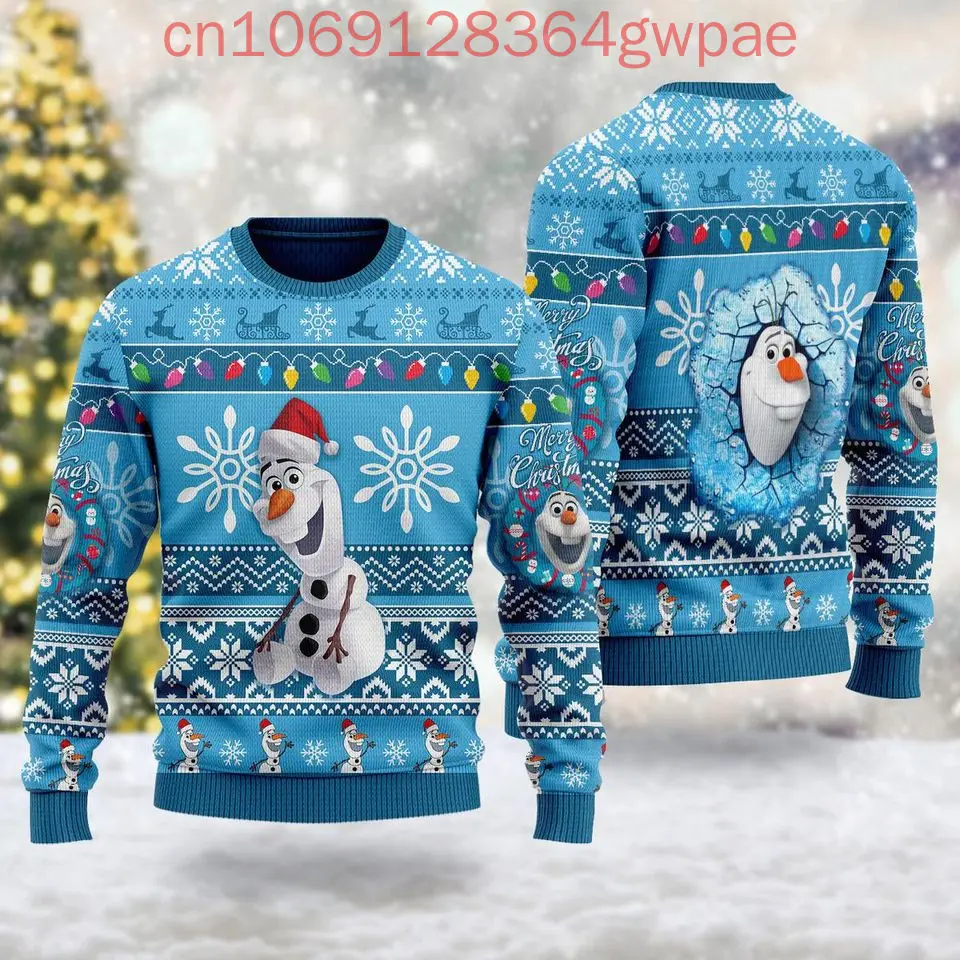 Disney Frozen Elsa Olaf Christmas Sweater Men's Women's 3d Print Ugly Sweater Disney Elsa Princess Ugly Christmas Sweater Tops