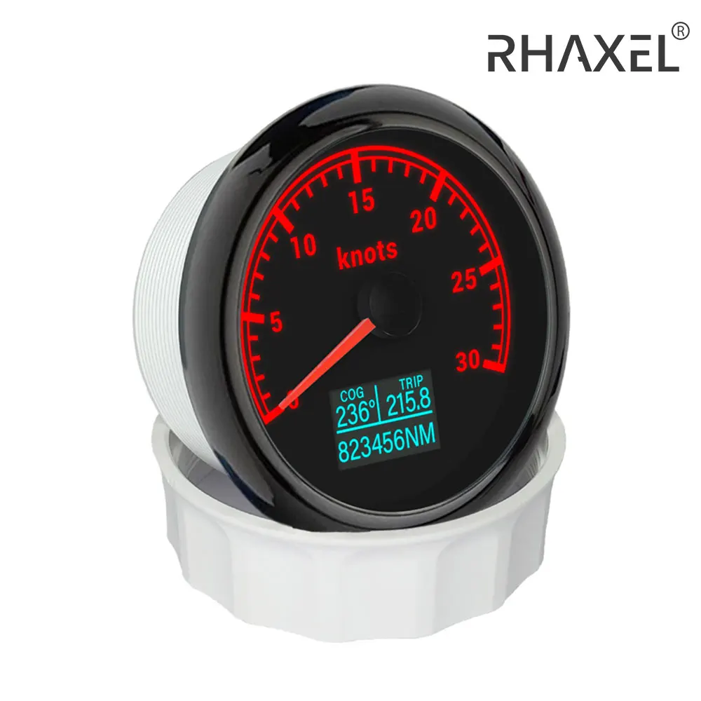 RHAXEL 85mm Waterproof GPS Speedometer 0-30Knots 0-200Km/h 0-80MPH Odometer with 7 Colors Backlight for Car Boat Motorcycle