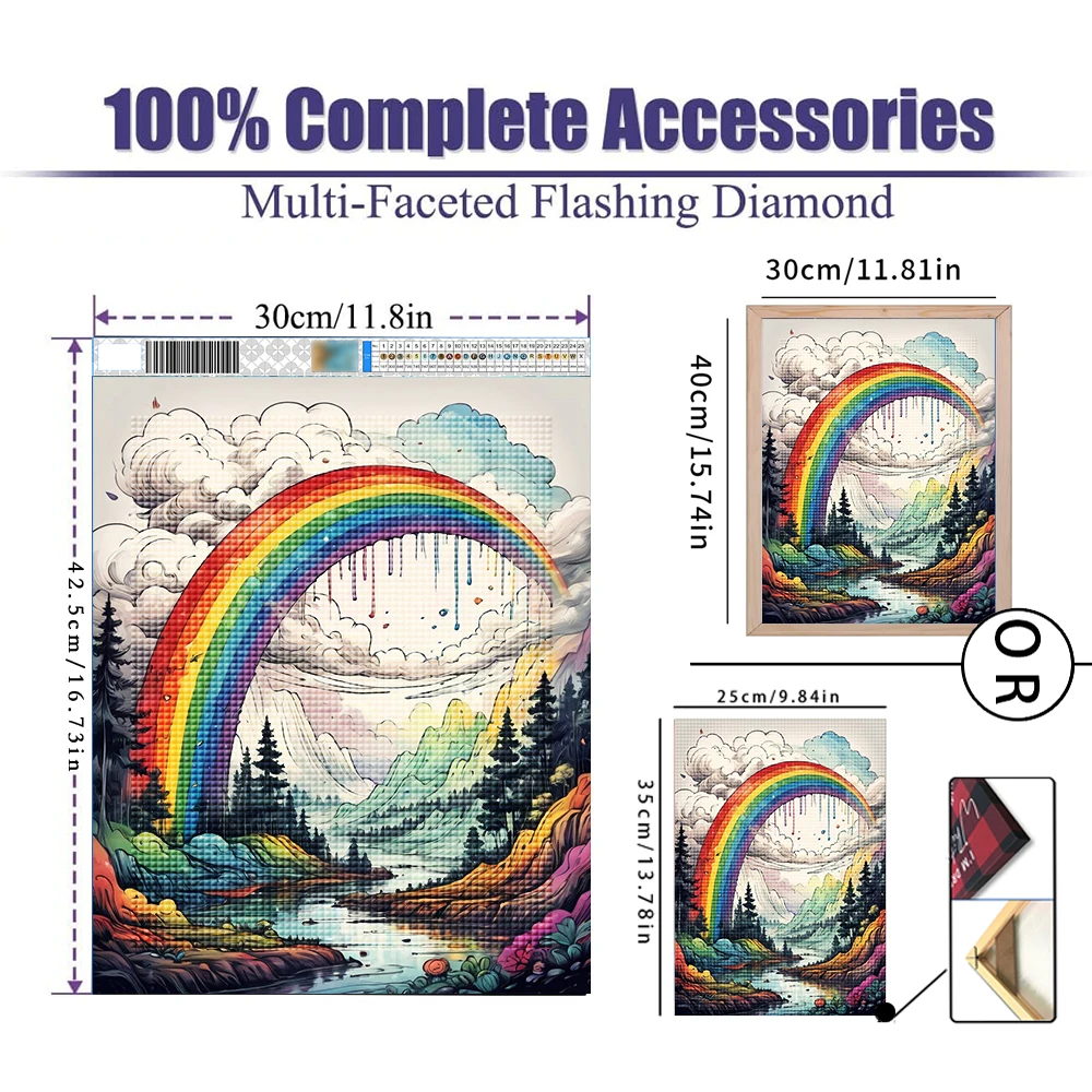 5D DIY Diamond Painting Kit Diamond Embroidery Cross Stitch Cartoon Rainbow Landscape Home Decoration Arts Diamond Art Painting