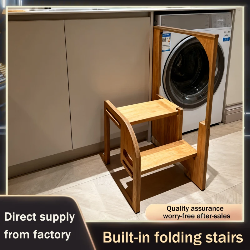 

2-Step Foldable Step Stool Ultra-Thin Storage Household Kitchen Cabinet Wardrobe Boosting Ladder Space Saving Design