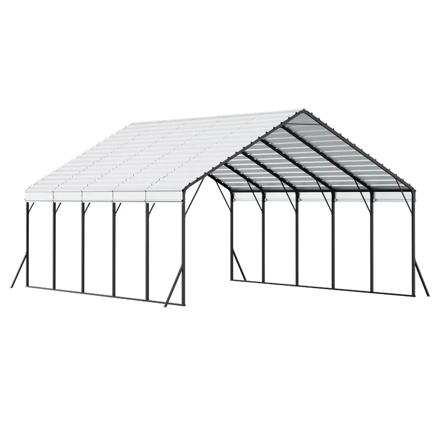 

Heavy Duty Metal Carport 20 x 24 ft Outdoor Car Shelter Garage for Boats Trucks
