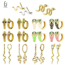 925 Sterling Silver Needle Vintage Snake Earrings Women Gold Round Ear Clips Punk Style Fashion Hoop Earrings Women Jewelry