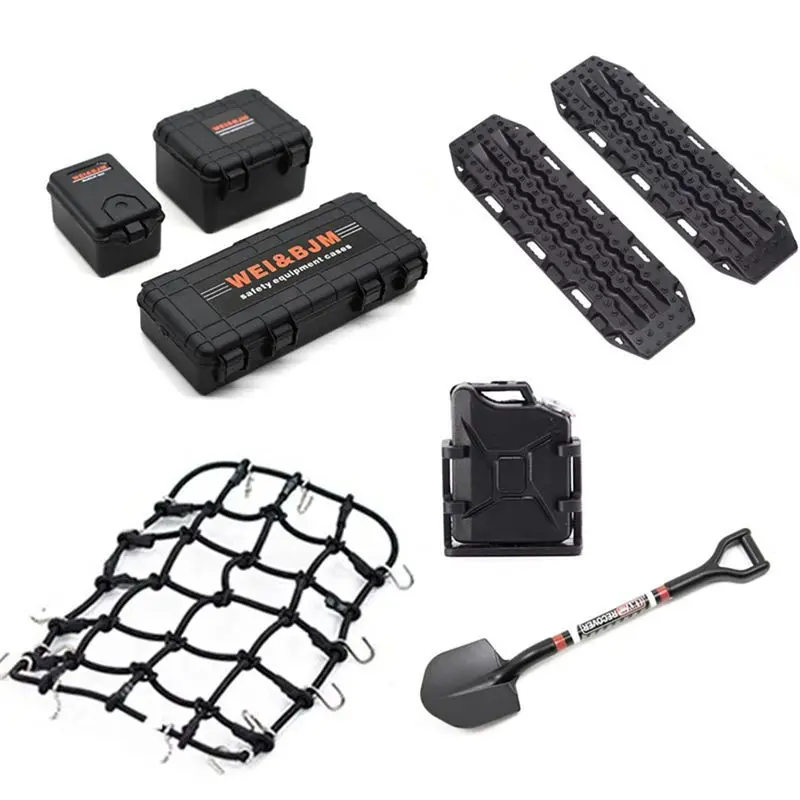 Universal 8PCS/Set Simulated Decoration Suitcase Luggage Net Shovel For TRX4 SCX10 90046 1/10 RC Car Replacement Orange
