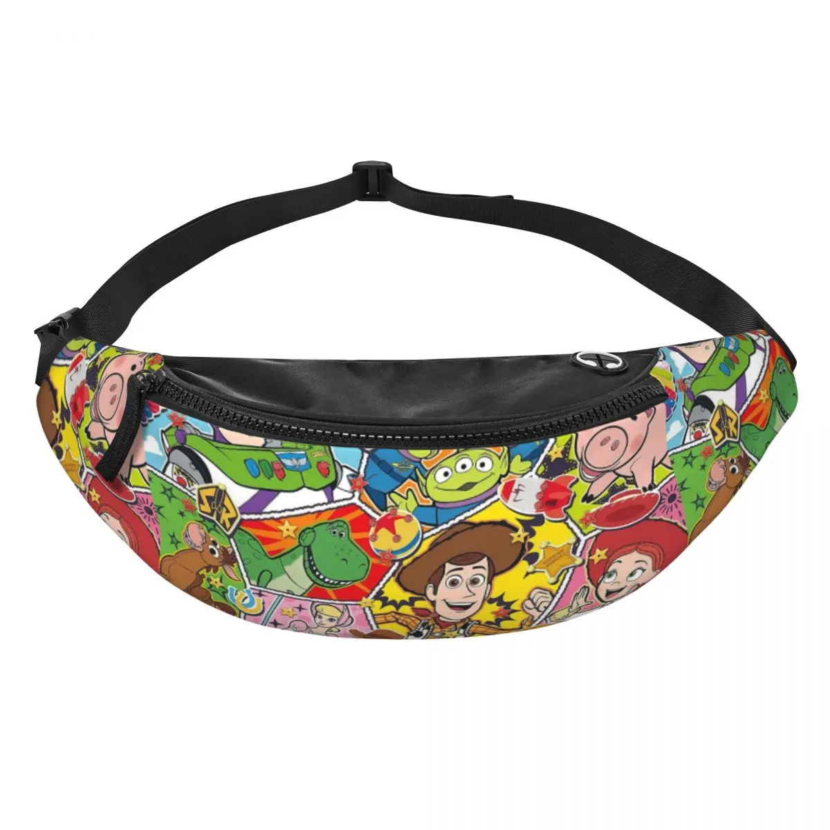 

Custom T-Toy Cartoon S-Story Fanny Pack Women Men Crossbody Waist Bag for Cycling Camping Phone Money Pouch