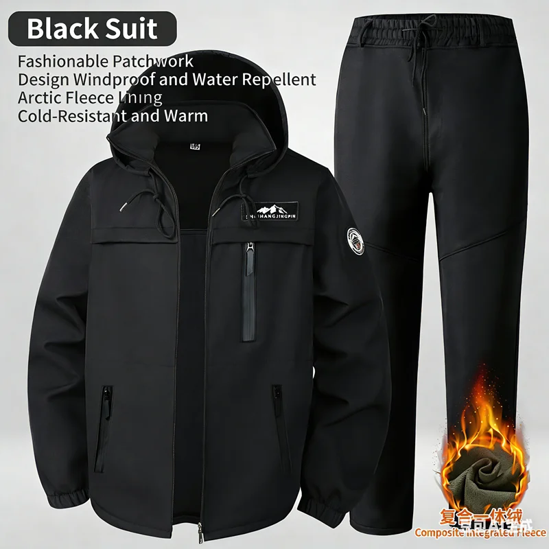 الخريف والشتاء في الهواء الطلق التكتيكية الصوف سترة مجموعة يندبروف مقاوم للماء ودافئة تسلق الجبال دعوى الباردة واقية ملابس العمل #1