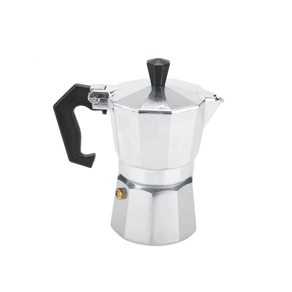 Aluminum Moka Pot 2 Cup Size 100ml Capacity Stovetop Coffee Percolator Silver Italian Coffee Maker Cafe Brewing
