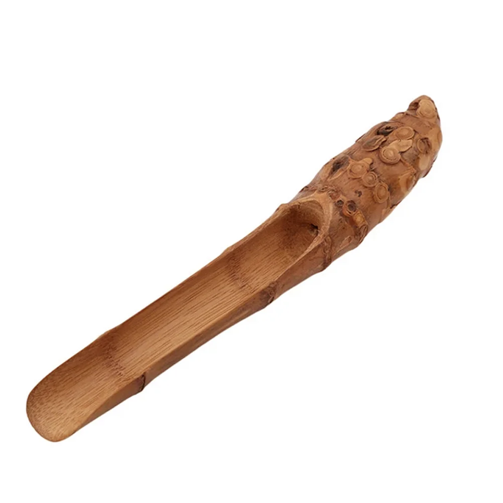 1pc Bamboo Spoon Tea Scoop Root Carving For Salt Coffee Flour Bath Salt Storage Lightweight Portable Household Teaware
