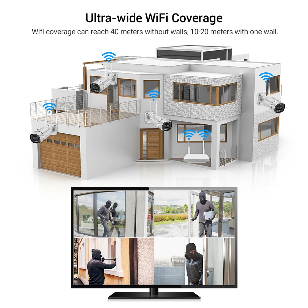 HAMROL 5MP WIFI PTZ IP Cameras Two Way Audio Color Night Vision XMeye Home CCTV Camera 4CH Wireless WIFI System Camera Kit