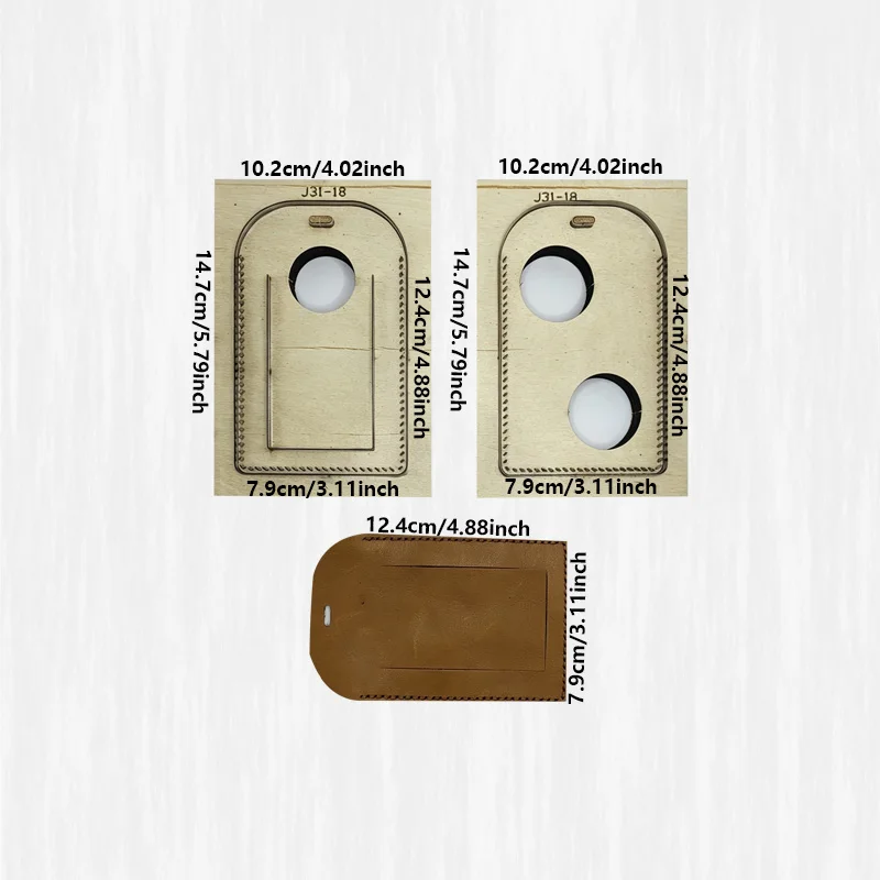 Leather Luggage Tag Set of 2 with Knife Template Easy Operation Convenient Durable view 2