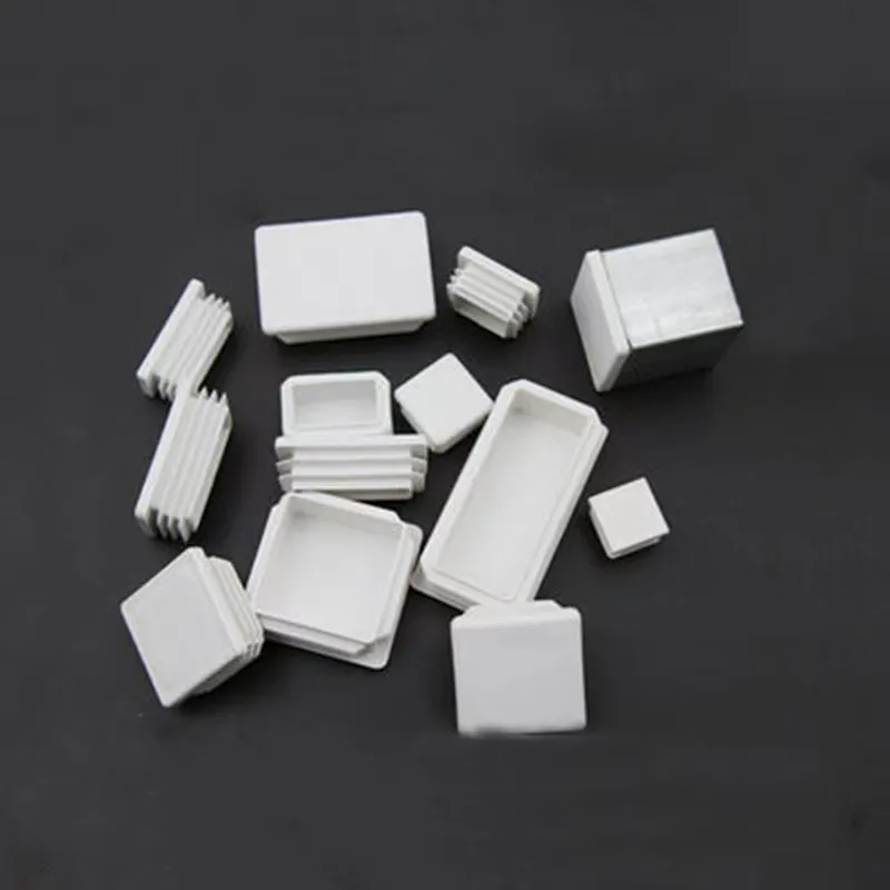 White Pipe Fittings Plastic Blanking End Caps Rectangular Pipe Tube Cap Insert Plugs Bung Furniture Tables Chairs Foot 1-20pcs