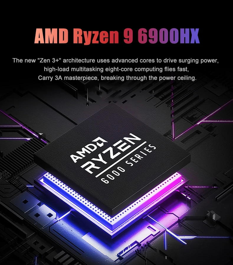 AMD Mini PC Gamer Ryzen 9 6900HX 8 Core 2xDDR5 2xLAN 2.5G NVMe USB4 Windows 11 Desktop Mini Office/Home Computer WiFi6E 6800H