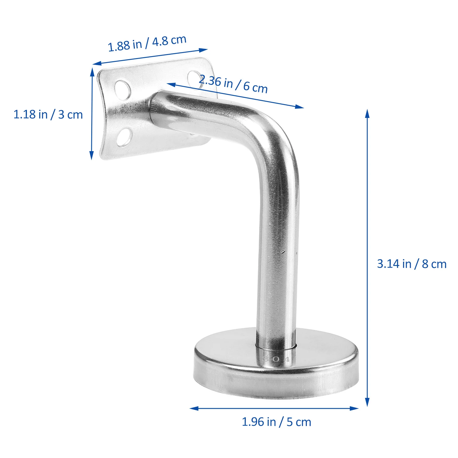2 قطعة درابزين مثبت على الحائط من الفولاذ المقاوم للصدأ المتين للمنزل والمكتب يدوم طويلاً وبسيط #4