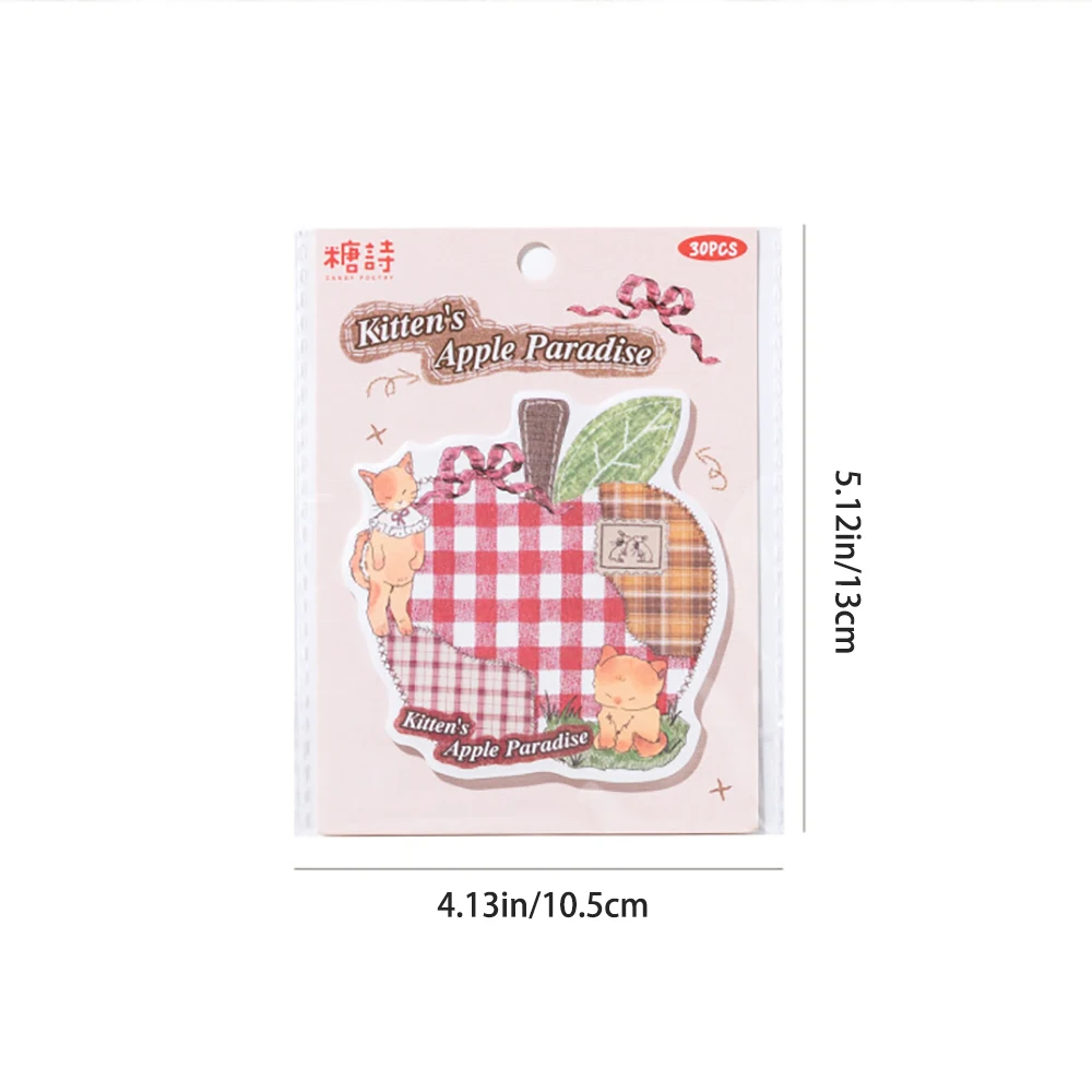 ペニーの手作りボックスシリーズの付箋30枚、レトロカラーのパッチワーク、学生用メモとメッセージペーパー