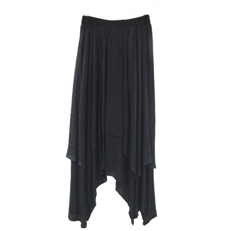 

WTHT New Trendy Women's Solid Color Irregular Long Skirts 2025 Spring Fashion Elastic Waist Wrinkled Skirt Female 1LS1215