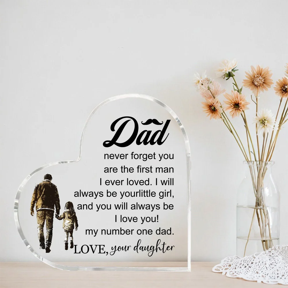 1 Pcs Dad transparent Presents From Daughter son for my best Dad heart-shaped Gift For my father home Ornaments Birthday gift