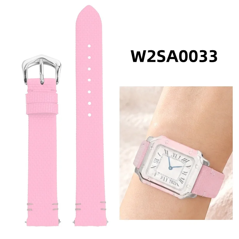 For Cartier Santos Metal Quick Release 16mm Fluororubber Watch Strap W2SA0033 Series Women Watchband FKM Rubber Watch Bracelet