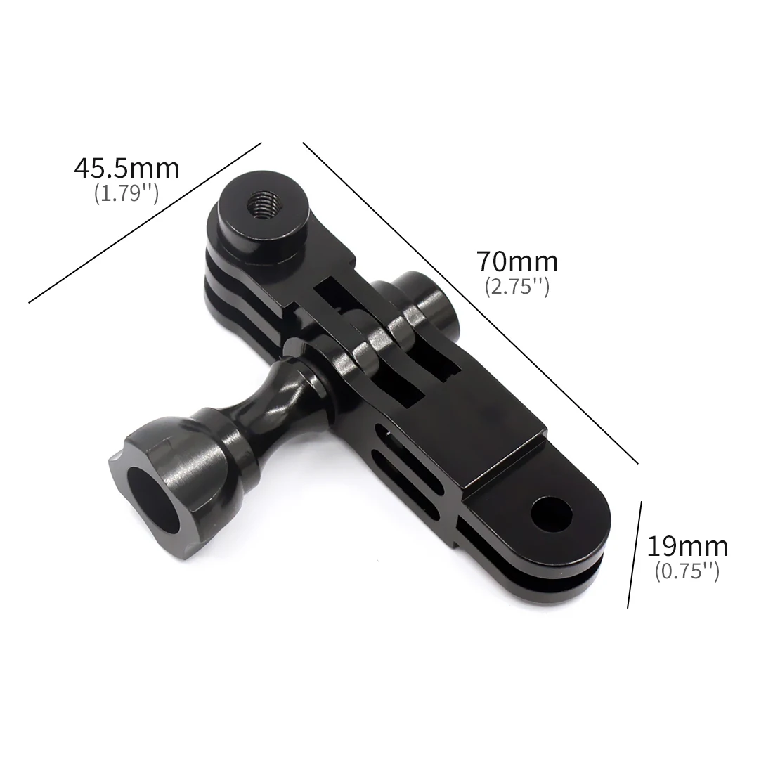 Adaptateur de bras pivotant réglable à trois voies, en aluminium CNC pour GoPro Hero 8 7 6 5 4 pour DJI OSMO Action pour SJCAM YI Eken Camera