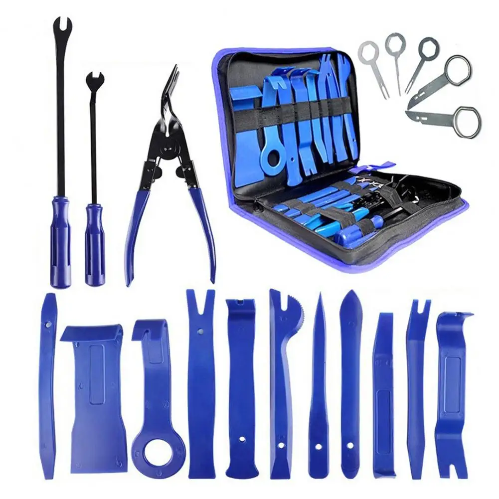 19Pcs Trim Removal Tool Set with Pick & Clip Removal Tool, Sticker Scraper Automotive Pry Tool for Car Panel Door Stereo
