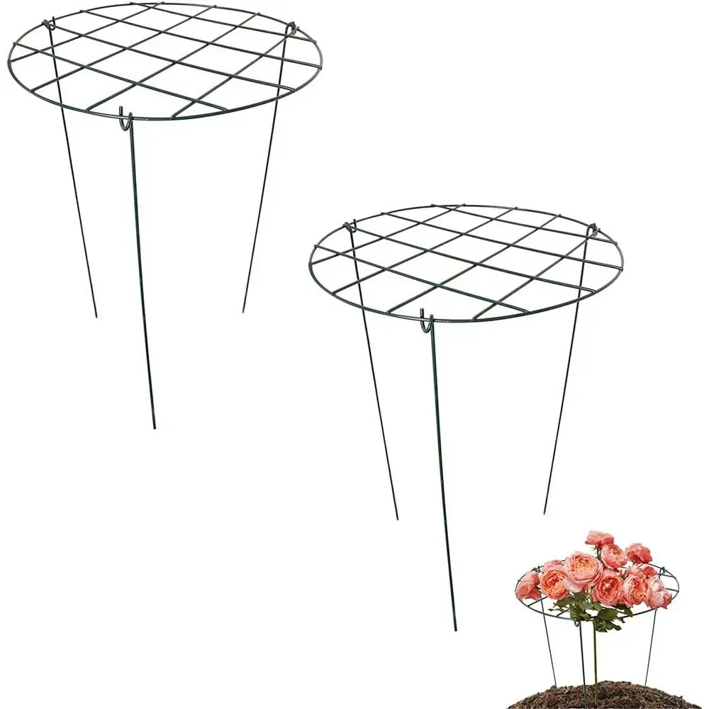 

Набор из 2 опорных колец для растений, подставка-клетка для пионов с сеткой для выращивания и 3 ножками для тяжелых цветов (24)