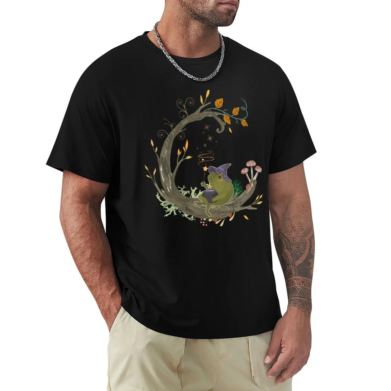 Whimsical Magic Frog In the Forest T-Shirt Plus Size Workout Short Sleeve Top