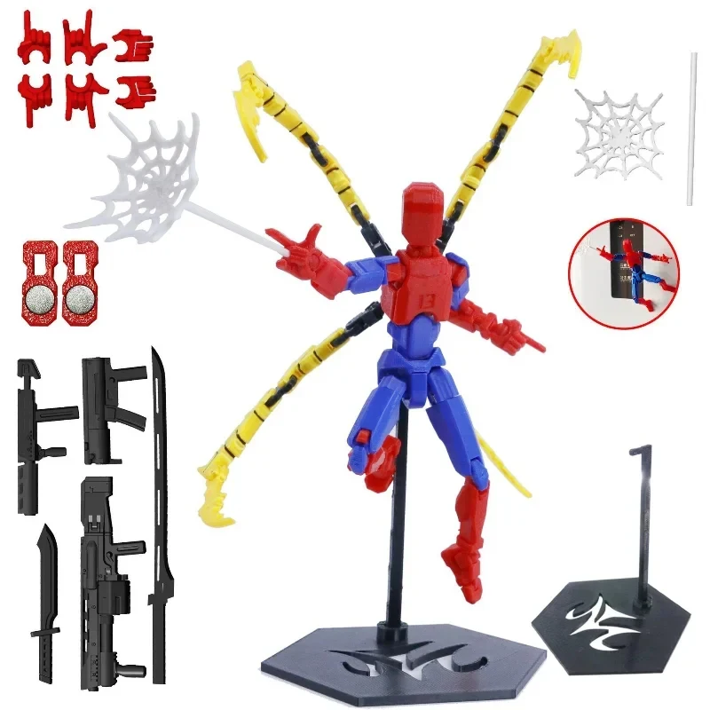 Articulated Robot Action Figure Fully Movable Joints Dummy Figurine with Long Tentacles Creative Fidget Toy