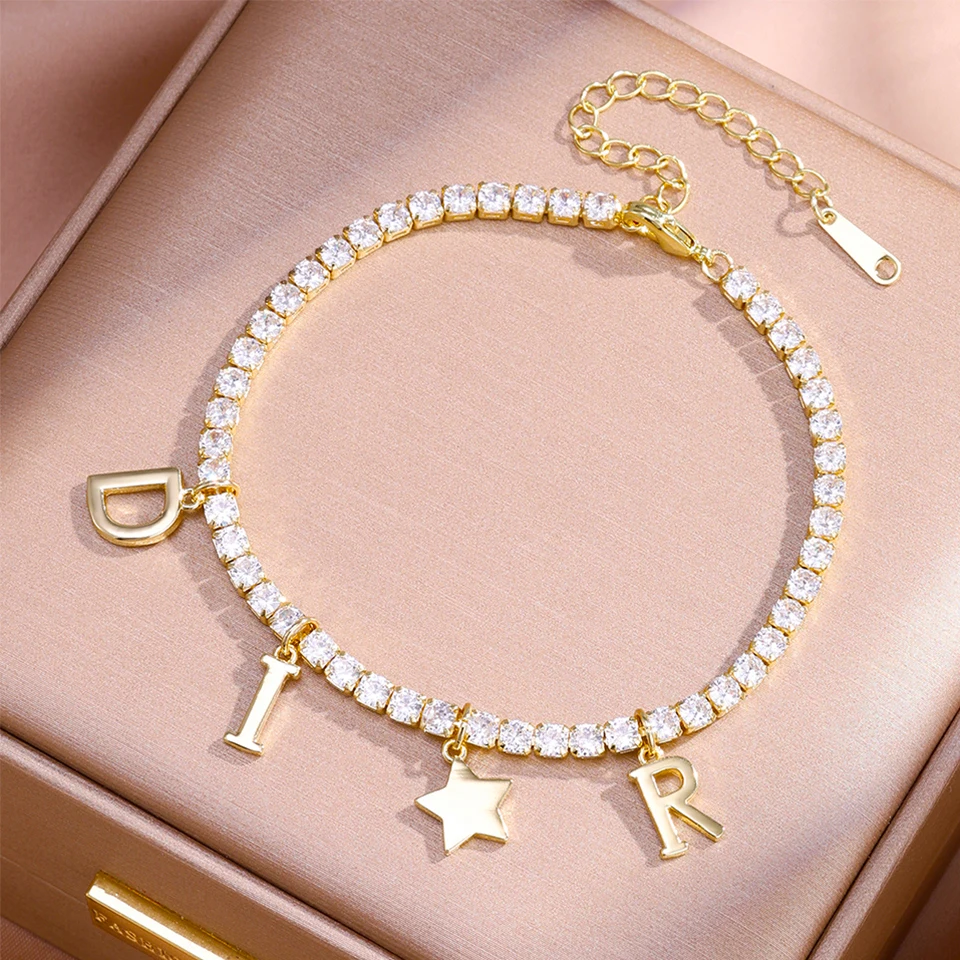 Yupsk كوريا موضة جديدة رسالة دلاية شكل نجمة سوار ساحر لامعة مستديرة الزركون تنس سوار مجوهرات فاخرة اكسسوارات هدية