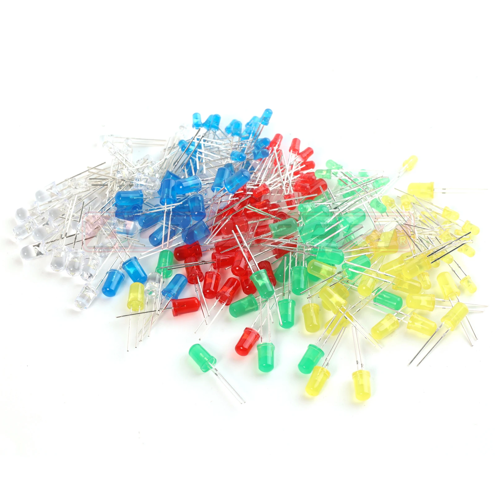 200Pcs 5 Colors F3 3MM F5 5MM Round LED Assortment Kit Ultra Bright Diffused Green/Yellow/Blue/White/Red Light Emitting Diode