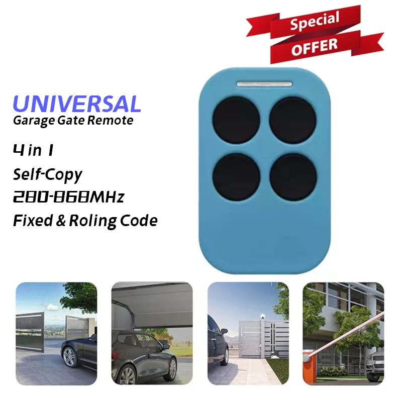 Télécommande de portail de garage 4 en 1, multifréquence 280-868MHz, barrière porte-clés 433mhz, partenaires de commande, code roulant, DOORHAN HORMANN