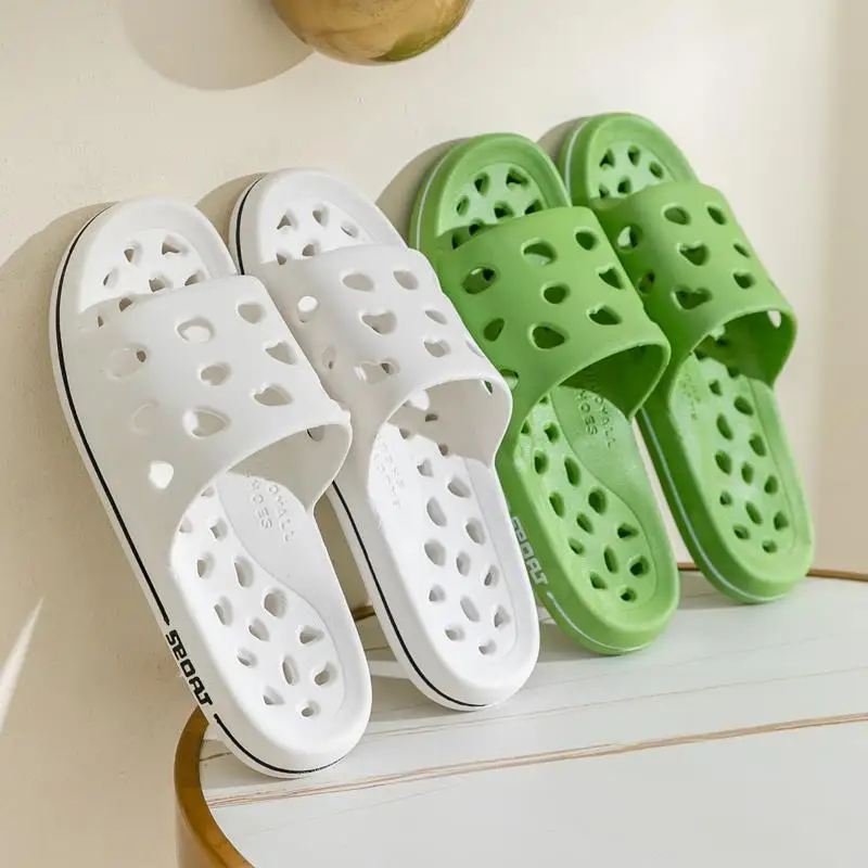 Summer Men's Bathroom Anti-Slip Shower Slippers Hollow Design Quick Dry Odor Control Special Bathing Slippers Casual Slip-On