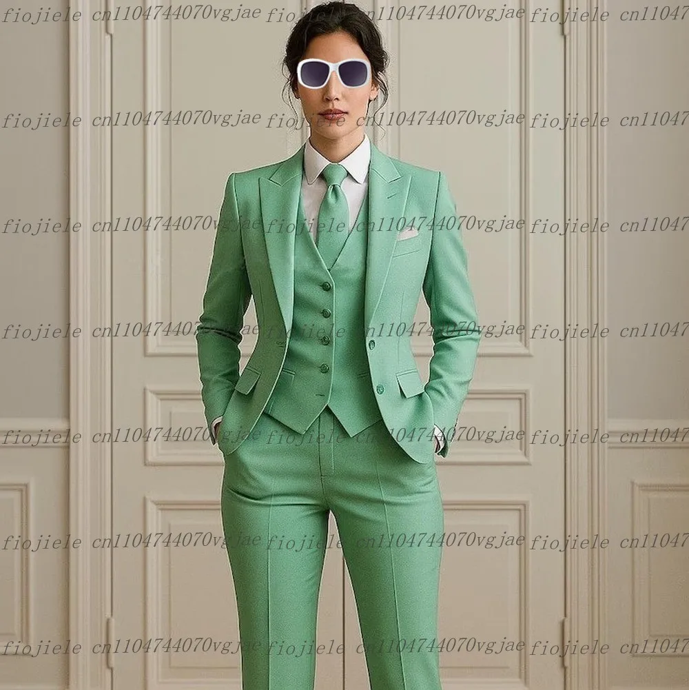 

Mint Green Formal Business Women Suit Wedding Party Prom Ladies Mother Girl Wife Tuxedos Costume 3 Piece Set Blazer Vest Pants