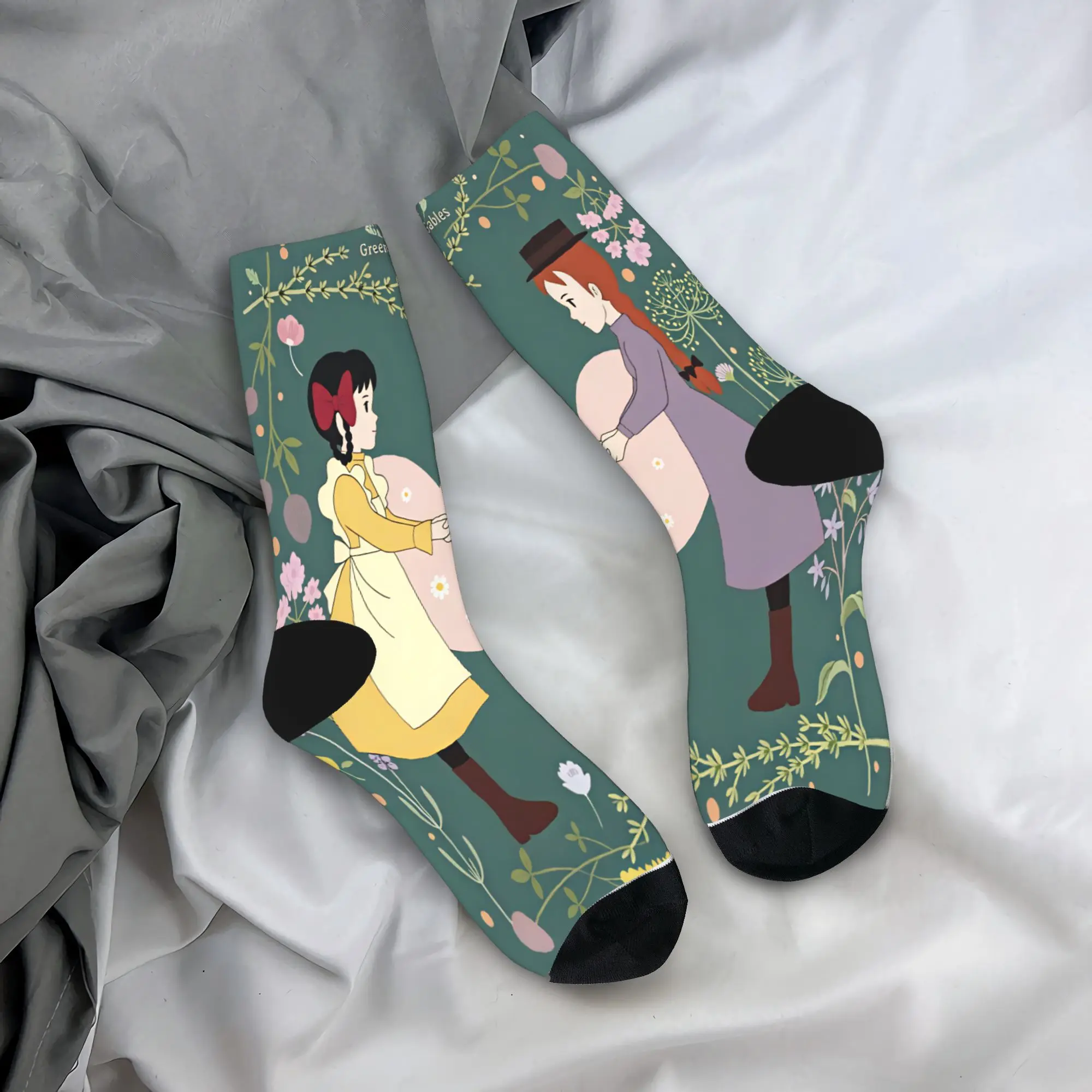 Men Socks Anne of Green Gables Stockings Autumn Novelty Warm Soft Socks Custom Running Sports Anti Slip Socks