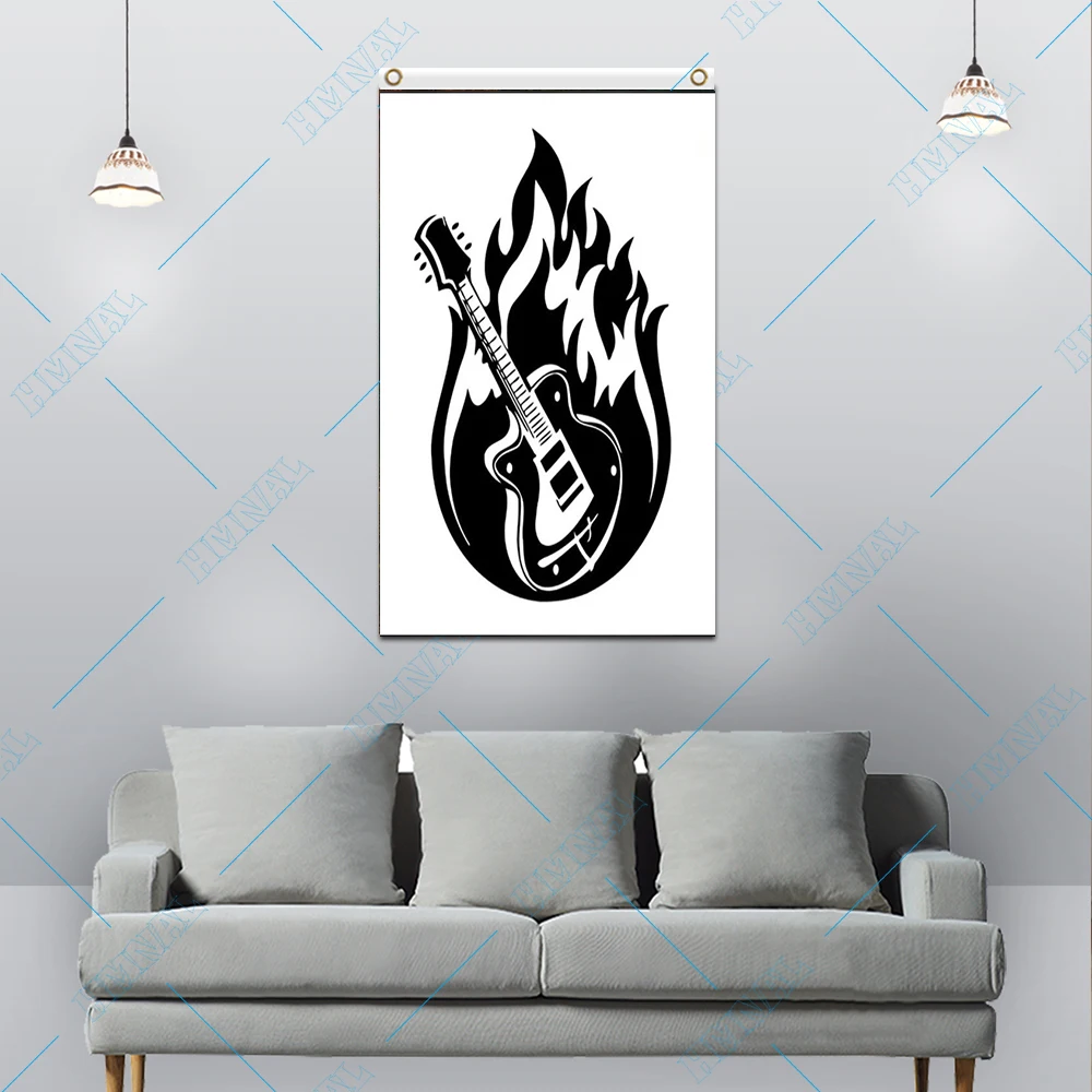 2X3FT 90* 150CM ROCK STAND UP FLAG custom MUSIC METAL ROCK fire banner