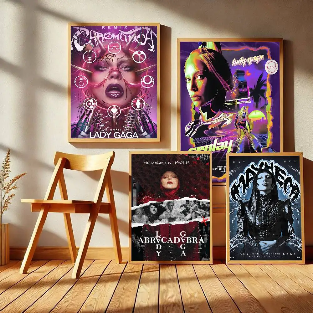 female pop singer L-LadyGaga Good Quality Prints and Posters Vintage Room Bar Cafe Decor Home Decor