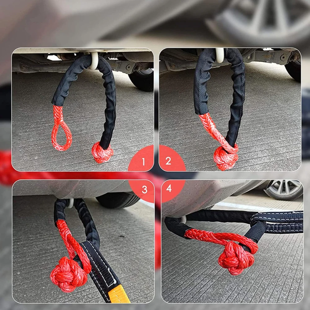 41000ポンド対応 ウインチ用リカバリーリング ヘビーデューティー合成ロープ ソフトシャックル オフロードトラック SUV ATV UTV 4x4車両リカバリー用