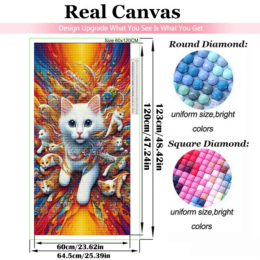 Abstract Colorful Cat Diy Diamond Painting New 2025 Full Square Round Diamond Mosaic Animal Art Cross Stitch Kits Embroidery