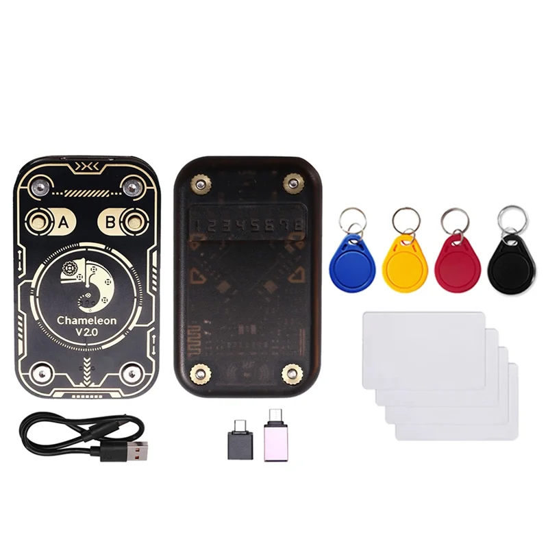 ABMF-Chameleon V2.0 RFID Смарт-чип-эмулятор Хамелеон NFC Дубликатор + 4XUID-брелок/карта QID 125K 13,56M Декодирование карт
