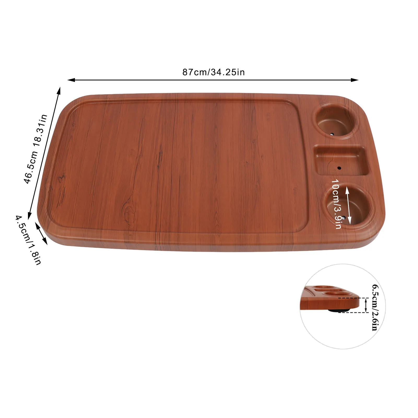 سطح طاولة RV مع 2 حامل أكواب 34.25 × 18.31 بوصة لوحة طاولة مستطيلة من الخشب والحبوب لمركبة تخييم اليخوت البحرية #6