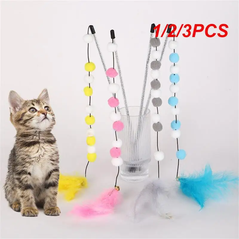 1/2/3PCS Playing Stick Durable Contrast High-quality Pet Product Pompom Cat Toys Non-toxic Delicate Fashionable Beautiful