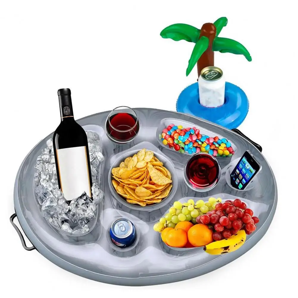 

Swimming Pool Premium Floating Drink Holder Multi-compartment Pool Party Drink Tray Waterproof Hot Tub Accessories Поднос Чашки