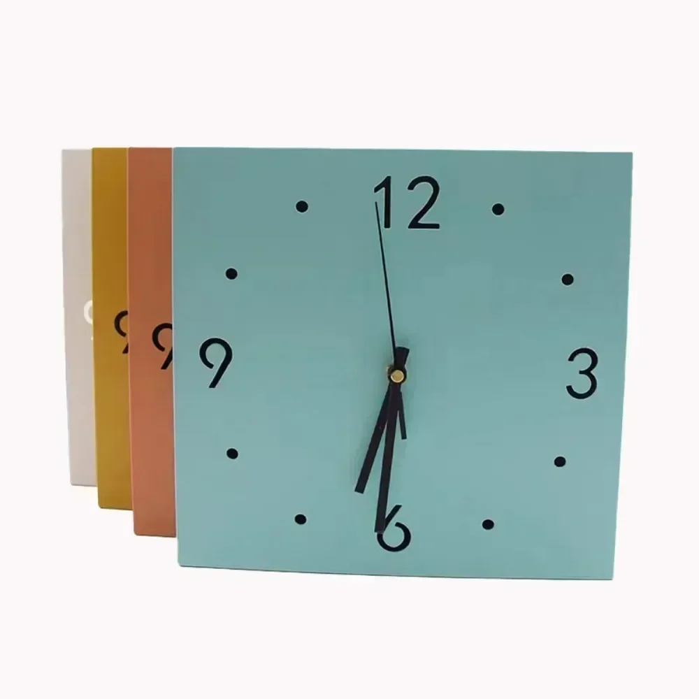 Inductive luminous corner clock, square living room, double-sided clock, iron digital hollowed out double-sided wall clock