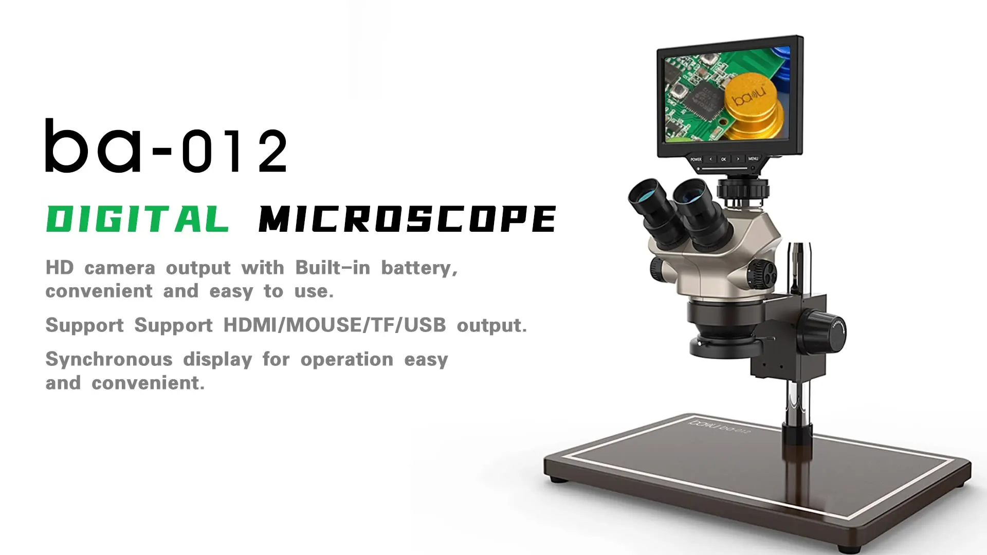 

BAKU ba-012 electronic microscope for phone repair with lcd screen and HDMI digital microscope binocular microscope