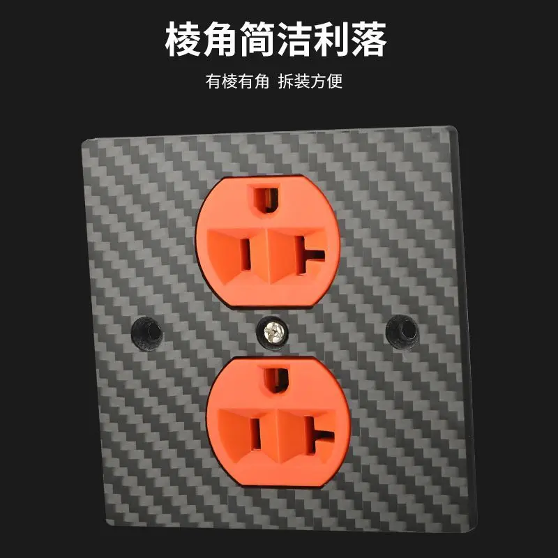 Power Panel High-end Carbon Fiber Fever 86*86mm US Wall Socket Core HIFI For Audio Home Purple Copper Thick 5mm