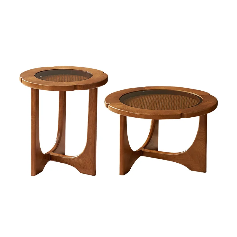 

Solid wood coffee table living room home high-end design artistic small apartment French retro sofa edge table