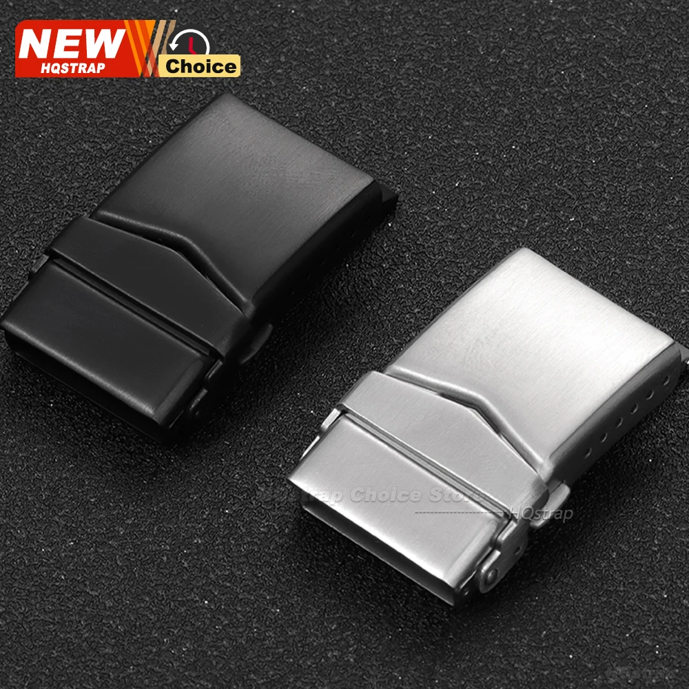 316L Solid Stainless Steel Watch Clasp 18mm 20mm 22mm Folding Buckle Silver Black for Men Women Watch Buckle Metal Button