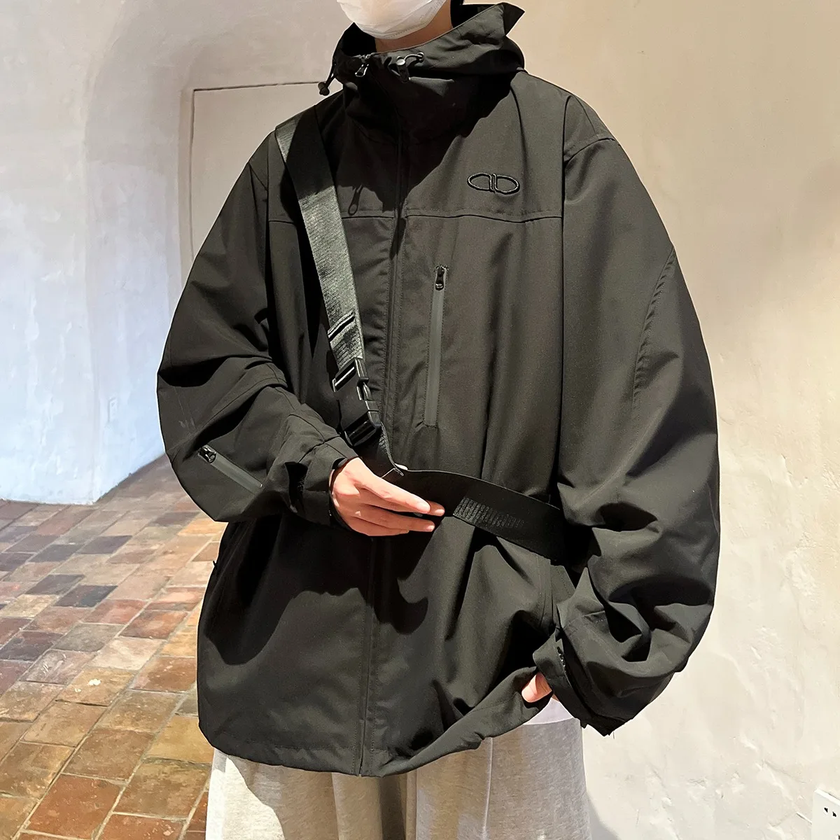 

Loose Fit Men's Casual Hoodie Jaet Autumn Winter Outdoor Climbing Clothes Durable Workwear Fce Lined Windbreaker