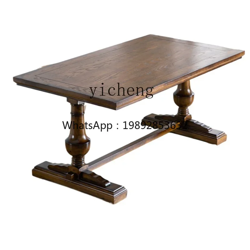 TQH American oak solid wood rectangular dining table household black walnut flower table villa bed and breakfast coffee table