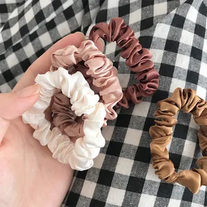 Cabelo elegante Scrunchies para mulheres, simulação minimalista, laços de seda, monocromático, elástico, rabo de cavalo, acessórios, 6 peças 10 principais vendas faixa de cabelo cetim - №1