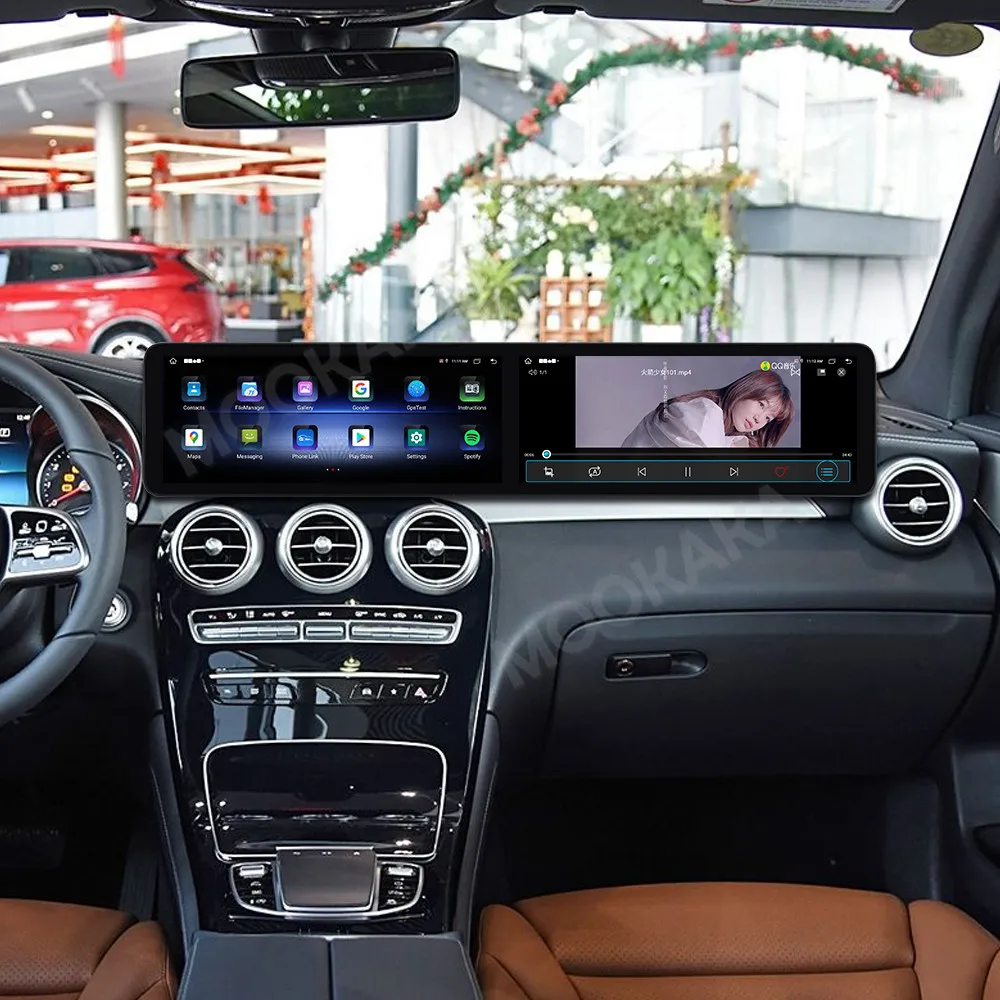 راديو تلقائي أندرويد Carplay 24.6 "لمرسيدس بنز C الفئة GLC 2019 2020 شاشة مزدوجة سيارة ستيريو مشغل وسائط متعددة لتحديد المواقع والملاحة #4
