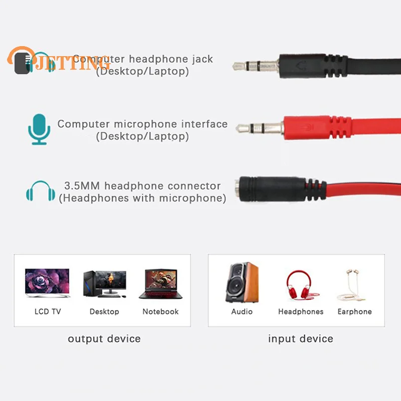 3.5mm AUX 1 Male To 2 Female Spliter Wire 3.5 Jack Audio Splitter Cable Headphone Earphone Speaker Stereo AUX Adapter Cord